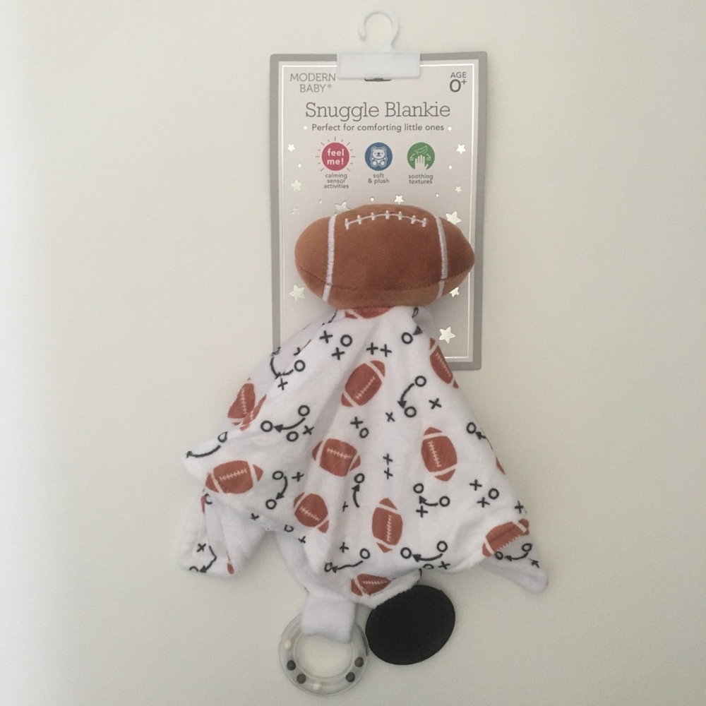 NEW Lovey Snuggle Blankie Teether Toy Football Theme Baby Gift | Modern Baby